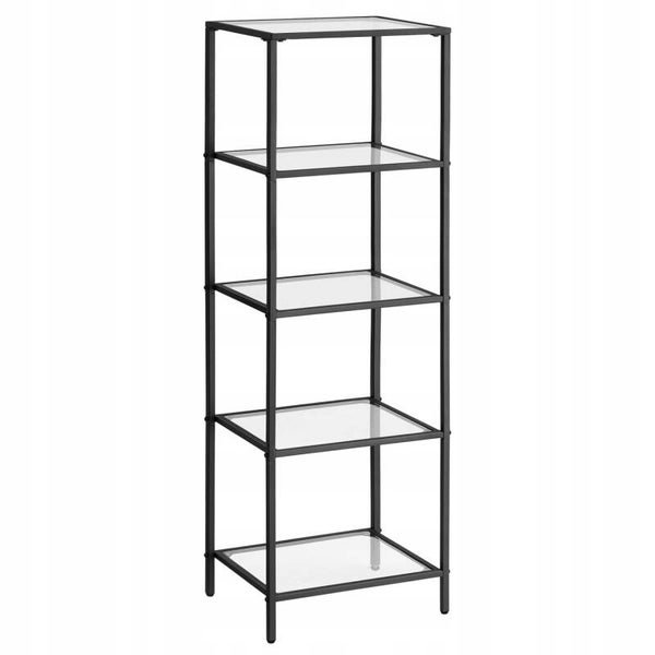 REGAŁ SZKLANY METALOWA RAMA LOFT 5 POZIOMÓW 124x40x30cm SZKŁO HARTOWANE SONGMICS P134-16