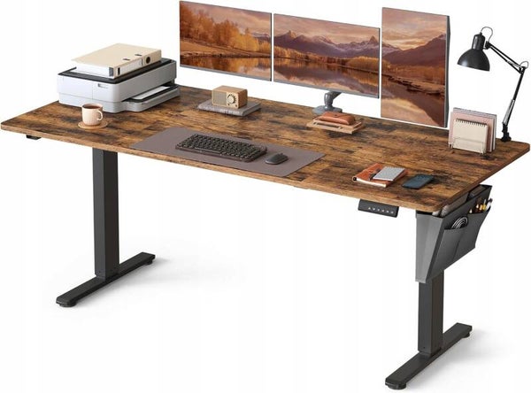 BIURKO Z ELEKTRYCZNĄ REGULACJĄ SONGMICS 80 x 180 x 72-120CM RUSTYKALNY BRĄZ P117-6 + P126-29