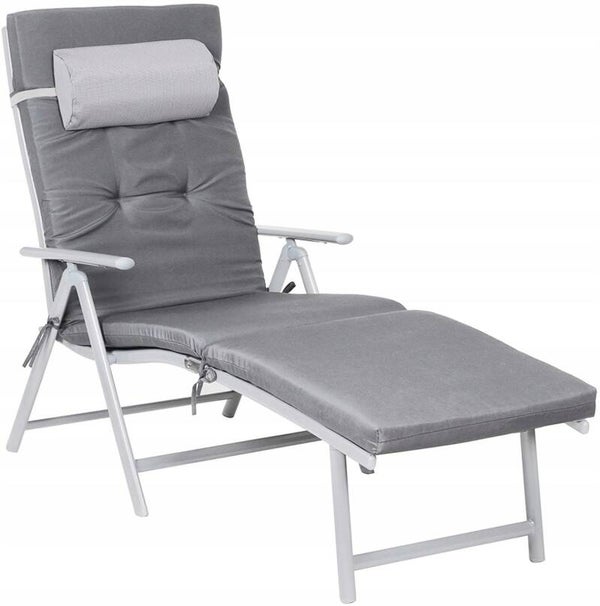 LEŻAK DO OPALANIA SKŁADANY Z MATERACEM 6CM ODDYCHAJĄCY REGULOWANY DO 150KG SONGMICS P149-10