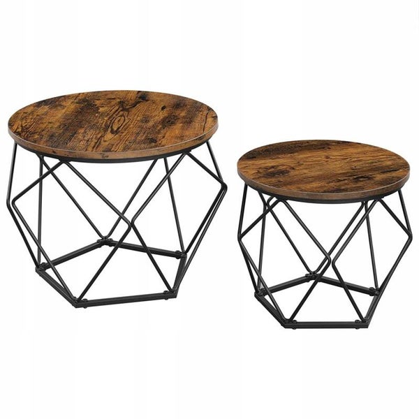 STOLIK KAWOWY ZESTAW OKRĄGŁYCH STOLIKÓW 2szt. NOWOCZESNE SONGMICS 50cm 40cm P154-6