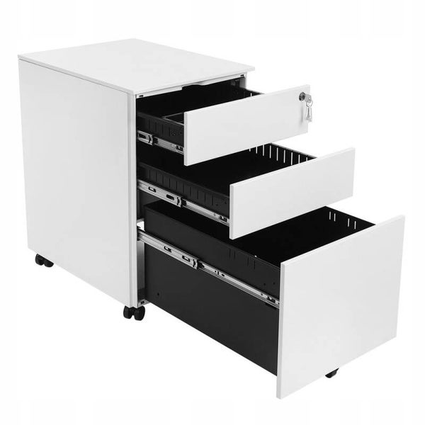 KONTENER METALOWY SZAFKA MOBLINA POJEMNIK NA BIURKO SONGMIS 39x60x52 BIALY P121-1