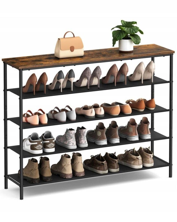 REGAŁ POZIOMY NA BUTY KONSOLA BLAT PÓŁKI Z TKANINY STALOWA RAMA 120x91x30cm SONGMICS P127-5
