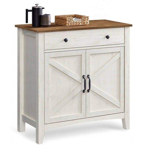 KOMODA KREDENS SZAFKA Songmics BIAŁY RUSTYKALNY PŁYTA MDF 80x40x80 cm P113-5