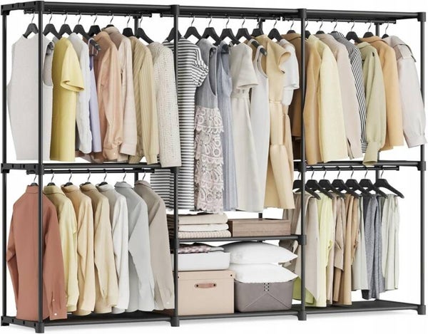 SZAFA OTWARTA GARDEROBA Z PÓŁKAMI I DRĄŻKAMI 205CM SONGMICS P124-19