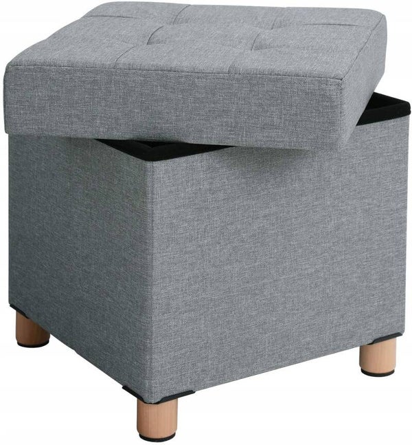 PUFA TAPICEROWANA ZE SCHOWKIEM SONGMICS SKŁADANA SONGMICS 40X38X38CM SZARA P143-9