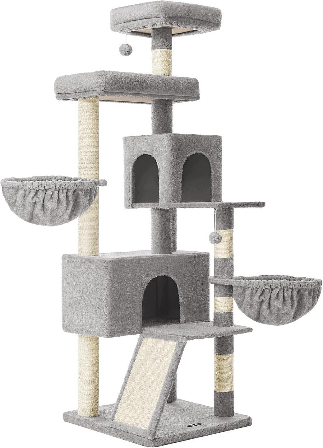 WIELOPOZIOMOWY DRAPAK DLA KOTÓW Feandrea DUŻY 2x DOMEK 174cm LEGOWISKA  P168-7