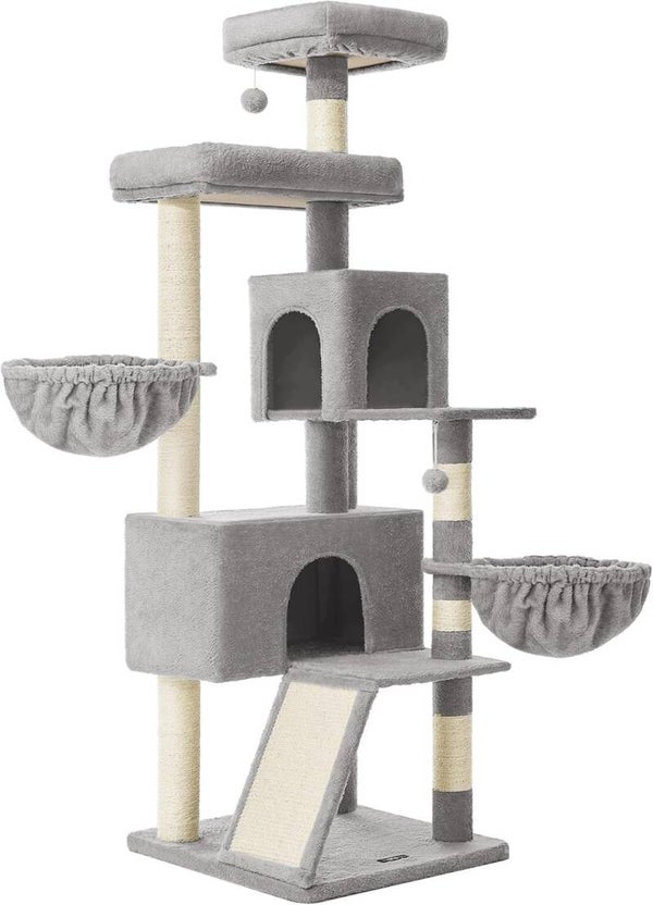 WIELOPOZIOMOWY DRAPAK DLA KOTÓW Feandrea DUŻY 2x DOMEK 174cm LEGOWISKA  P168-7