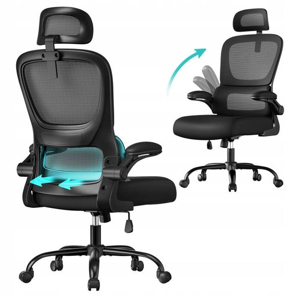 FOTEL BIUROWY OBROTOWY REGUL. ZAGŁÓWEK PODPARCIE LĘDŹWIOWE ERGONOMICZNY  SONGMICS P131-1