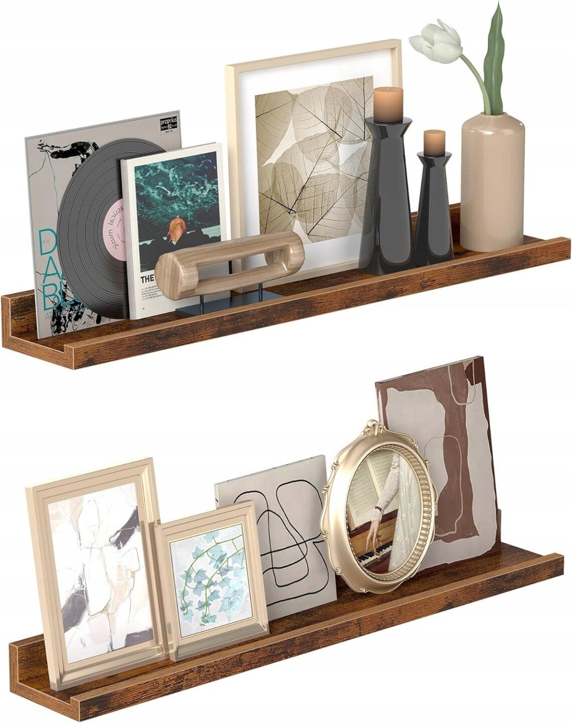 PÓŁKA ŚCIENNA WISZĄCA ZESTAW 2SZT 60CM KRAWĘDZIE DEKORACJA SONGMICS P136-5