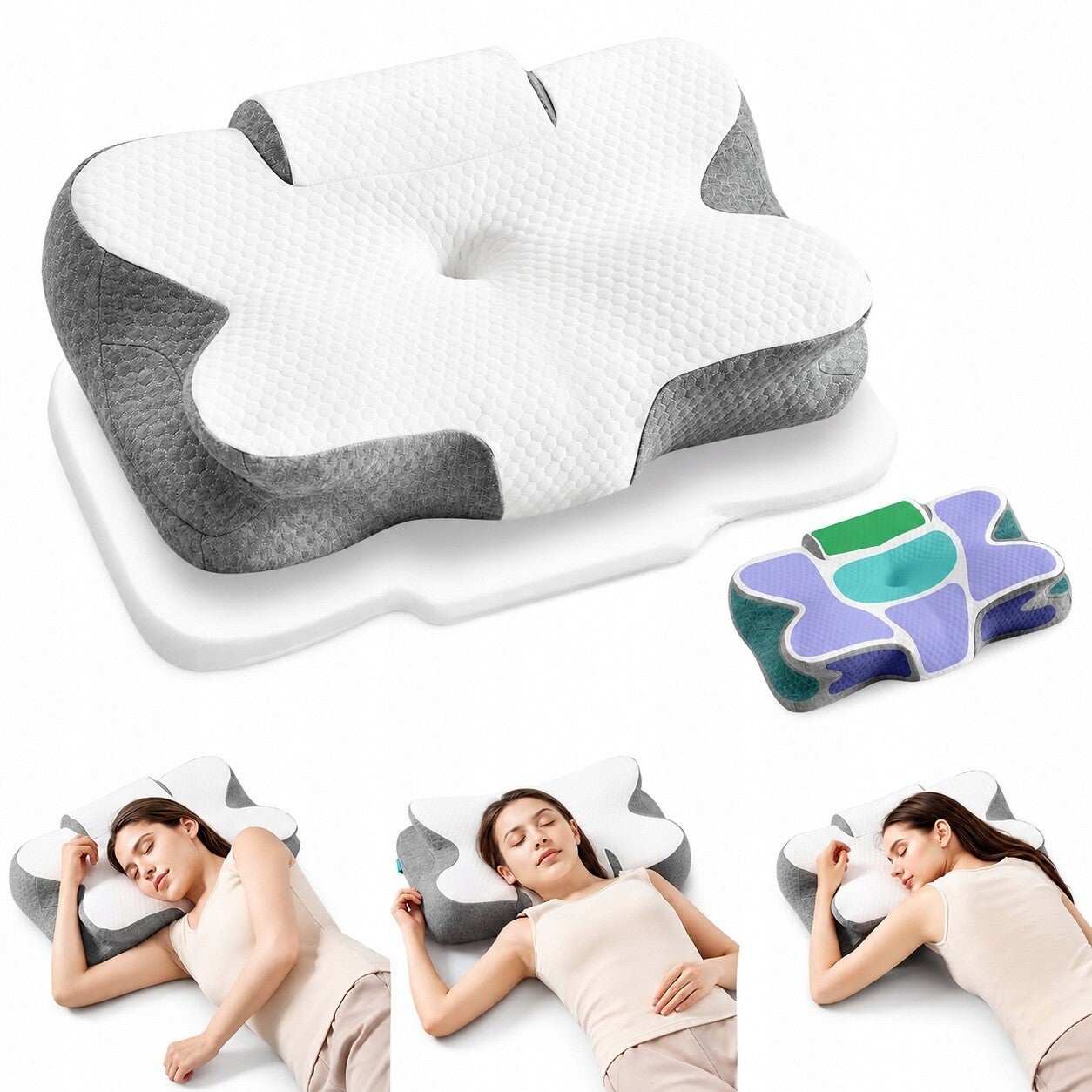PODUSZKA POD GŁOWĘ ERGONOMICZNA REGULACJA WYSOKOŚCI SONGMICS 59 x 40 cm P146-2