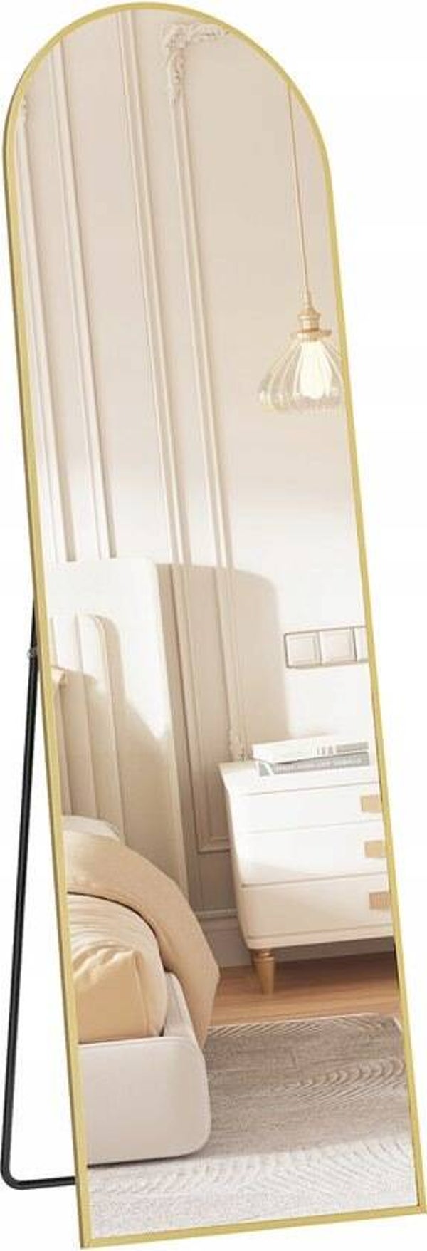 LUSTRO STOJĄCE ŁUKOWE 150x40cm ZŁOTA RAMA DO POWIESZENIA SONGMICS P173-1