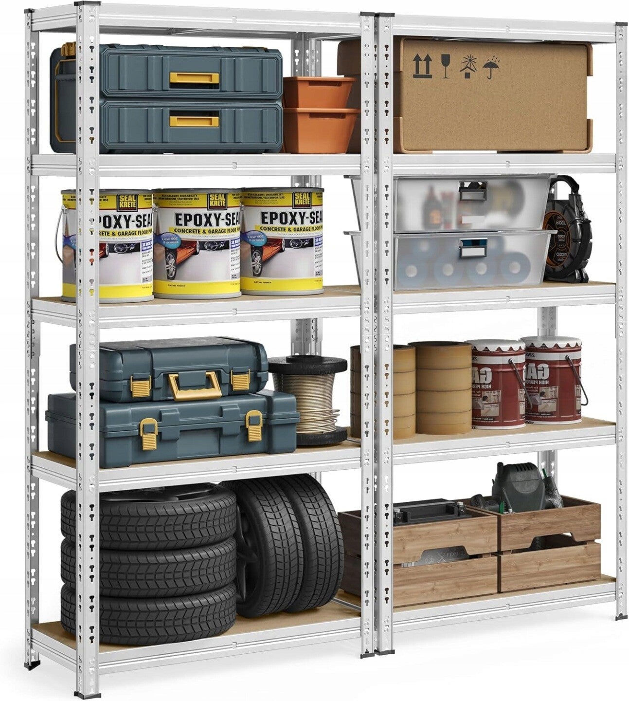 REGAŁ MAGAZYNOWY METALOWY SONGMICS DO PIWNICY 875KG REGULOWANE PÓŁKI ZESTAW 2SZT P135-7