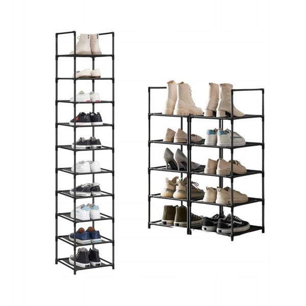 STOJAK SZAFKA NA BUTY 10 PÓŁEK MODUŁOWA 33 x 173 x 33 cm CZARNY