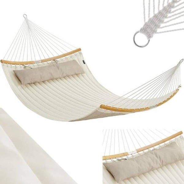 Hamak z drążkiem Songmics beżowy 225 kg 200 x 140