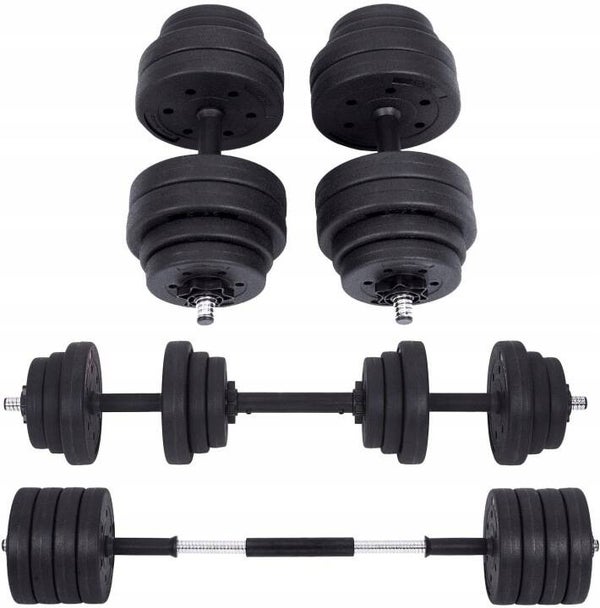HANTLE 2x15kg SZTANGA 30kg ZESTAW POWLEKANE REGULOWANE FITNESS TRENING SIŁA SONGMICS P121-6