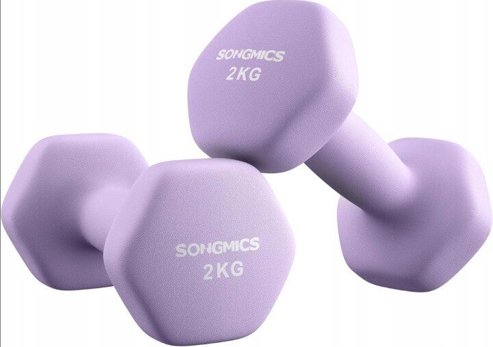 HANTLE CIĘŻARKI FITNESS 2x2kg 2 SZTUKI NEOPRENOWE FIOLET ANTYPOŚLIZGOWE