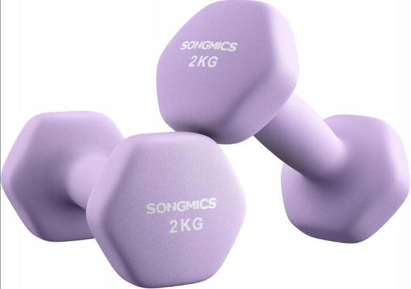 HANTLE CIĘŻARKI FITNESS 2x2kg 2 SZTUKI NEOPRENOWE FIOLET ANTYPOŚLIZGOWE