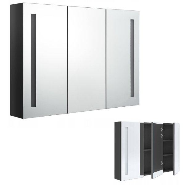 Szafka łazienkowa wisząca z lustrem LED 89x14x62