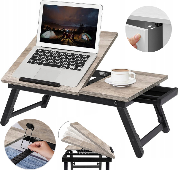 Stolik pod laptop prostokątny 55 x 35 x 26,6cm dąb rustykalny pod komputer