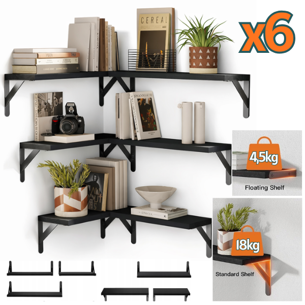 Pływające Półki Ścienne 6 Szt, Drewniane, Rustykalne