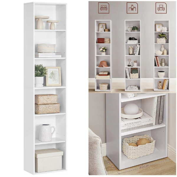 Regał na książki, regał z półkami, do salonu, biura, sypialni, biały