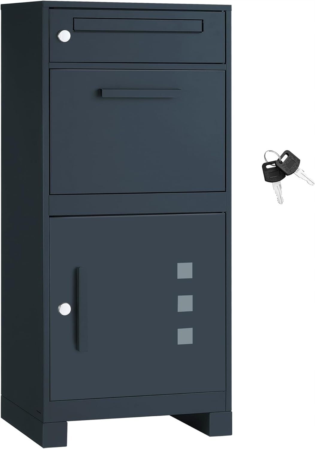 PACZKOMAT STOJĄCA SKRZYNKA NA LISTY Z MIEJSCEM NA PACZKI CZARNA 106x48x34cm P117-25