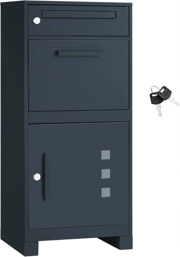 PACZKOMAT STOJĄCA SKRZYNKA NA LISTY Z MIEJSCEM NA PACZKI CZARNA 106x48x34cm P117-25