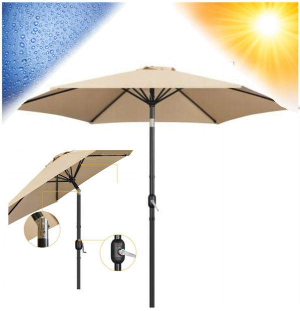 PARASOL OGRODOWY UCHYLNY TARSOWY KORBA 294cm BEŻOWY BALKONOWY