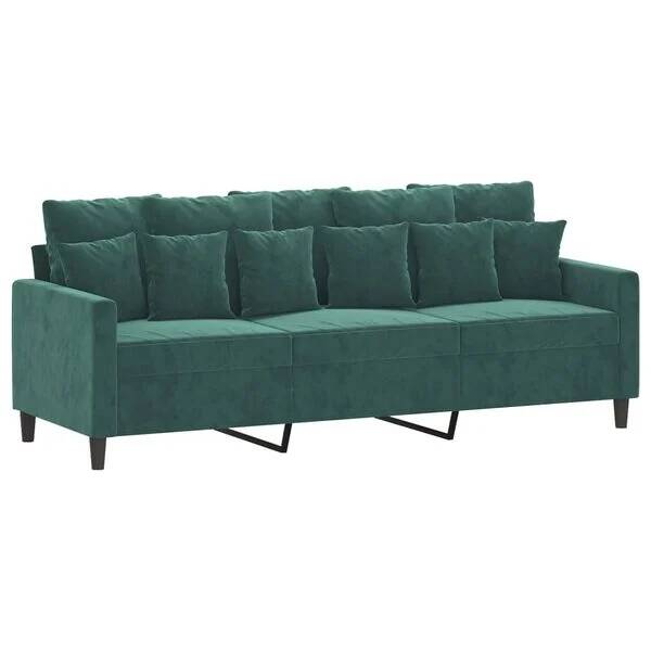 Sofa, kanapa 3-osobowa, ciemnozielony, 180 cm, obita aksamitem