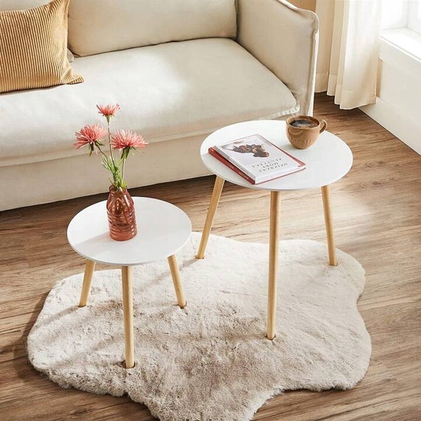 STOLIK KAWOWY ZESTAW 2 SZTUKI OKRĄGŁY 35cm I 45cm BIAŁY NIE USZKODZONE