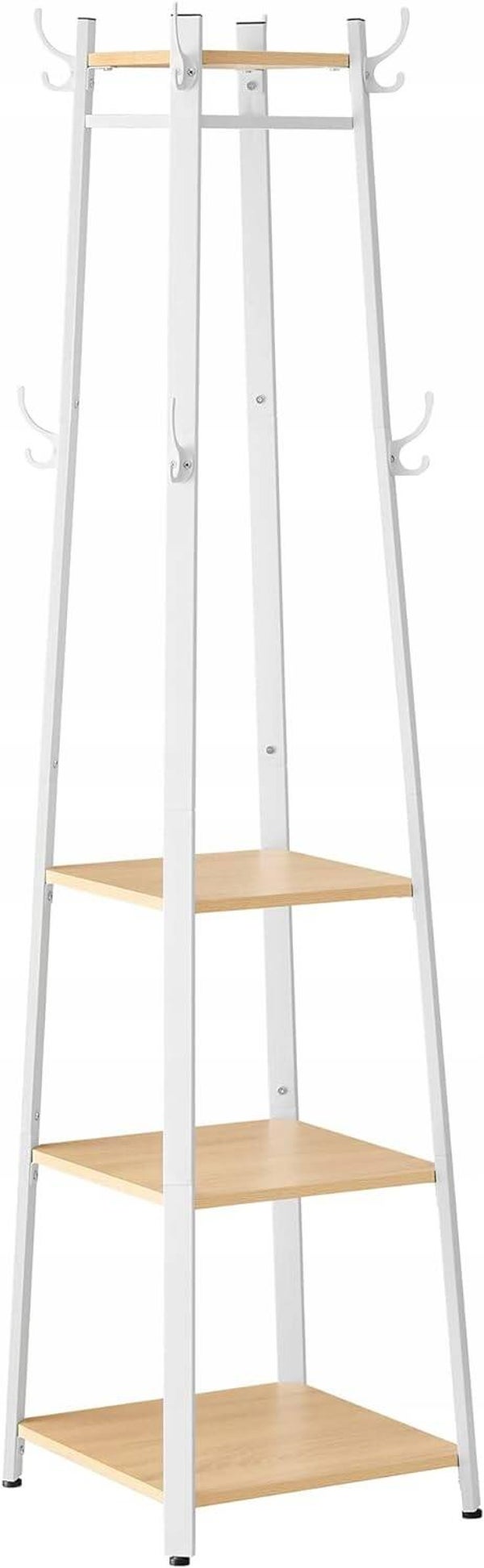 Wieszak stojący drewno Vasagle biały - sosna