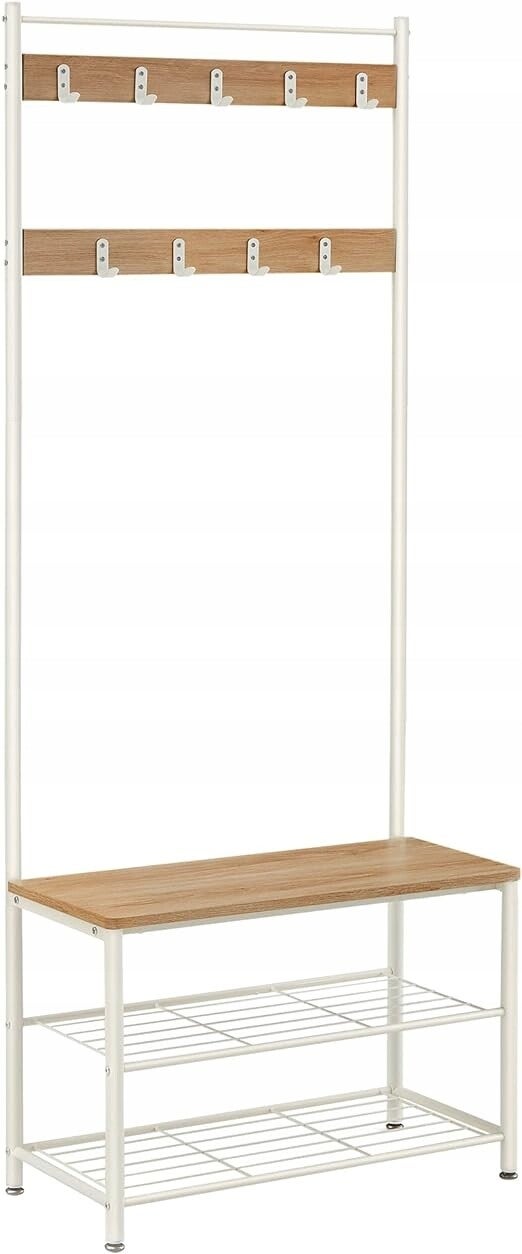 Wieszak stojący metal, garderoba do przedpokoju, odcienie beżu