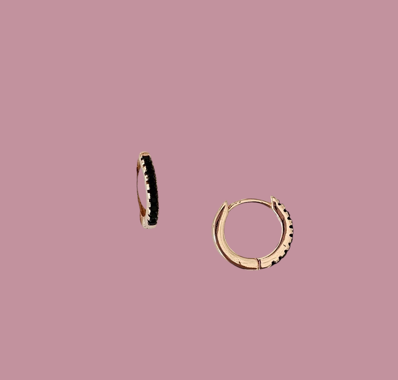 Mini hoops zirconi neri Rosè