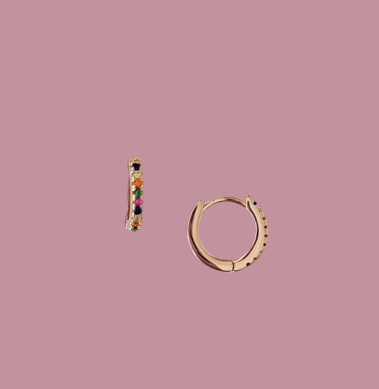Mini hoops zirconi arcobaleno Rosè