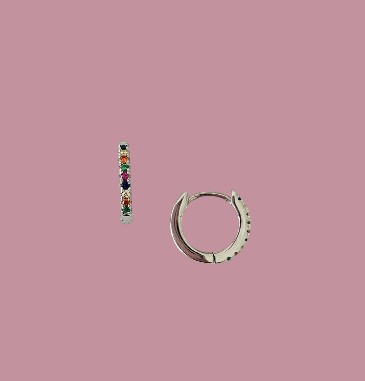 Mini hoops zirconi arcobaleno