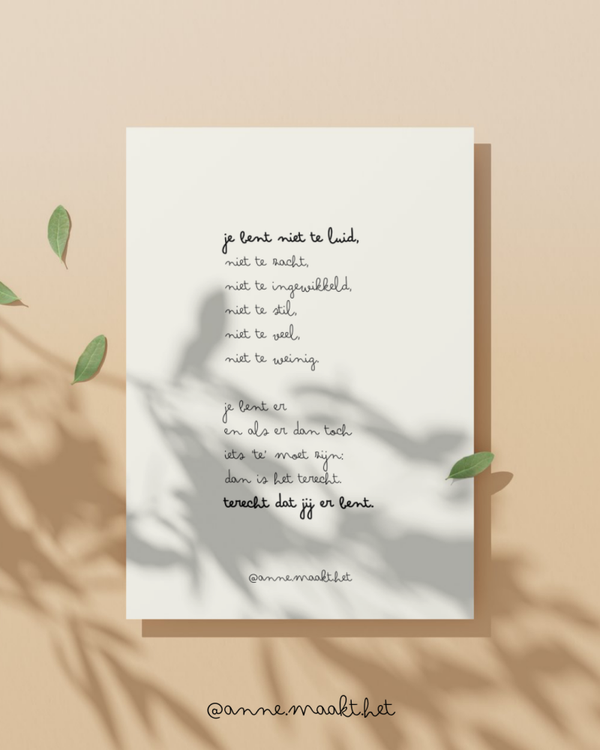 Je bent niet te (extra grote kaart)