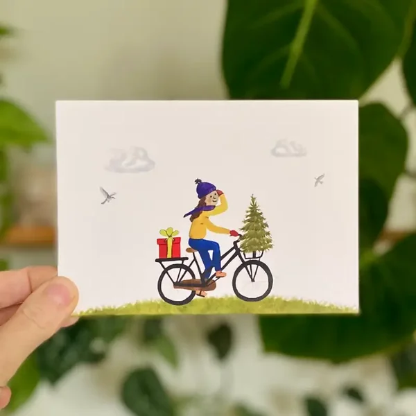 10x kerstkaart De Fietser