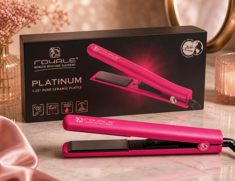 Royale Platinum 1.25” Ceramic Flat Iron – Pink Edition