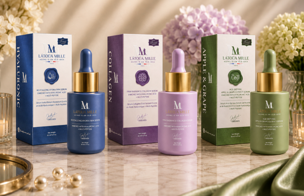 Látoua Mille Revitalizing Hydra Firm Serum,Radiance Collagen Serum,Age-Defying Apple & Grape Extract Serum, Set of 3 (30ml)