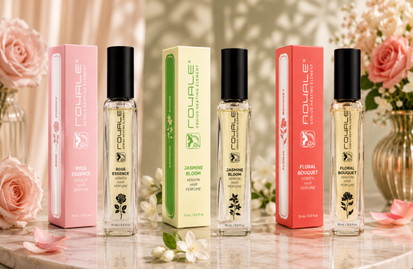 Royale Rose Essence Keratin Hair Perfume, Rohale Jasmine Bloom Keratin Hair Perfume,Rohale Floral Bouquet Keratin Hair Perfume Set of 3 (15 ml)