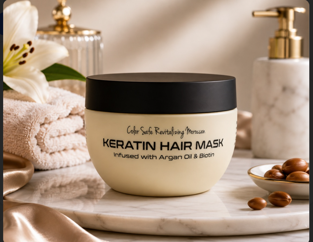Straight Ahead Color Safe Revitalizing Moroccan Keratin Hair Mask Infused with Argan Oil & Biotin