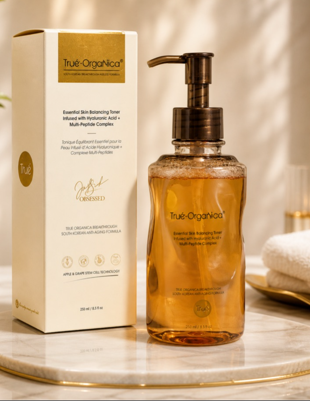 Trué OrgaNica Essential Skin Balancing Toner Infused with Hyaluronic Acid + Multi-Peptide Complex