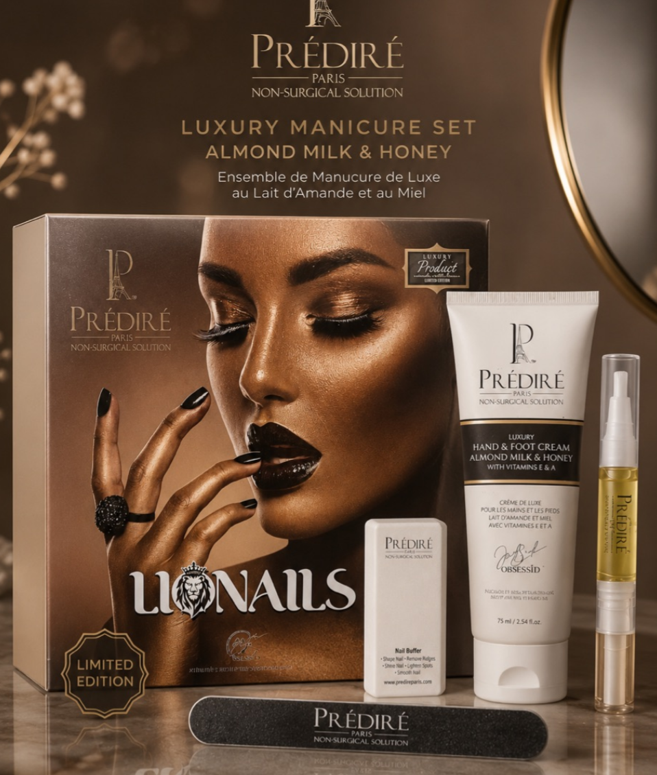 Prédiré Lionails Luxury Manicure Set with Hand And Foot Cream Almond Milk & Honey With Vitamin E & A