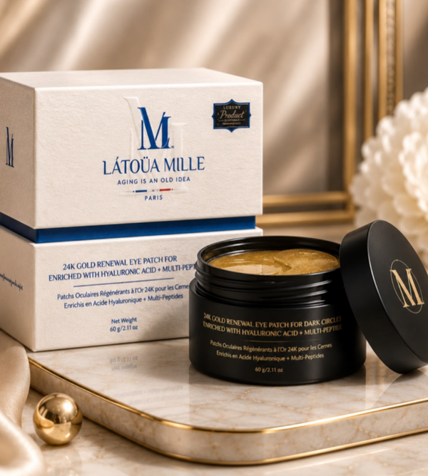 LÁTOUA Mille 24K Gold Renewal Eye Patch for Dark Circles Enriched with Hyaluronic Acid + Multi-Peptide