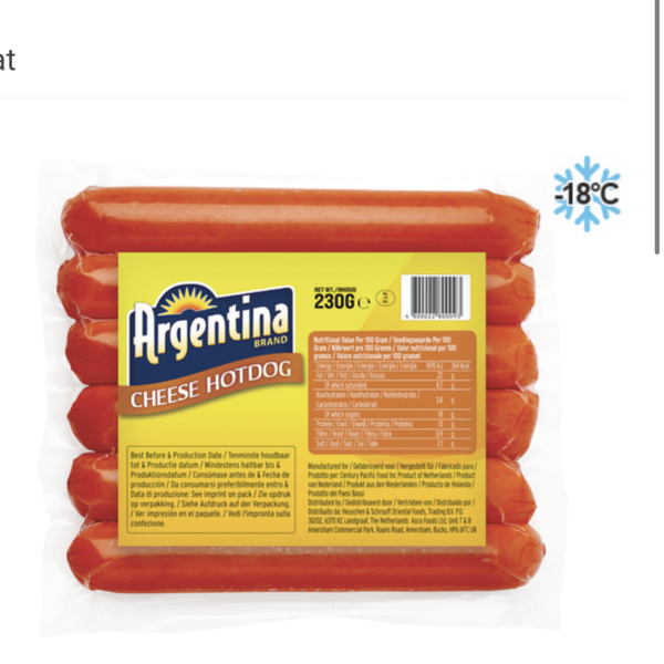 Hotdog ARGENTINA Pk 230g With cheese