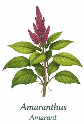 Botanische illustratie van amarant (Amaranthus) als snelgroeiend zaadonkruid in de tuin – boomschors60