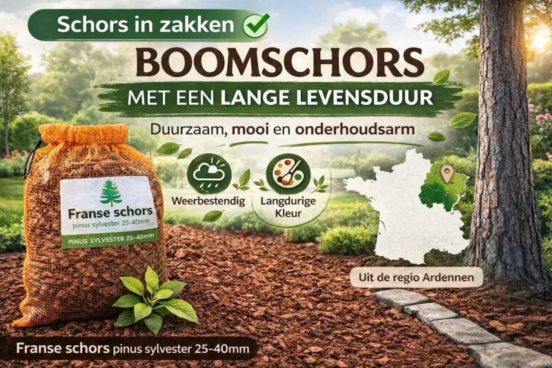 Franse schors pinus sylvester 25-40mm uit de Ardennen in netzak
