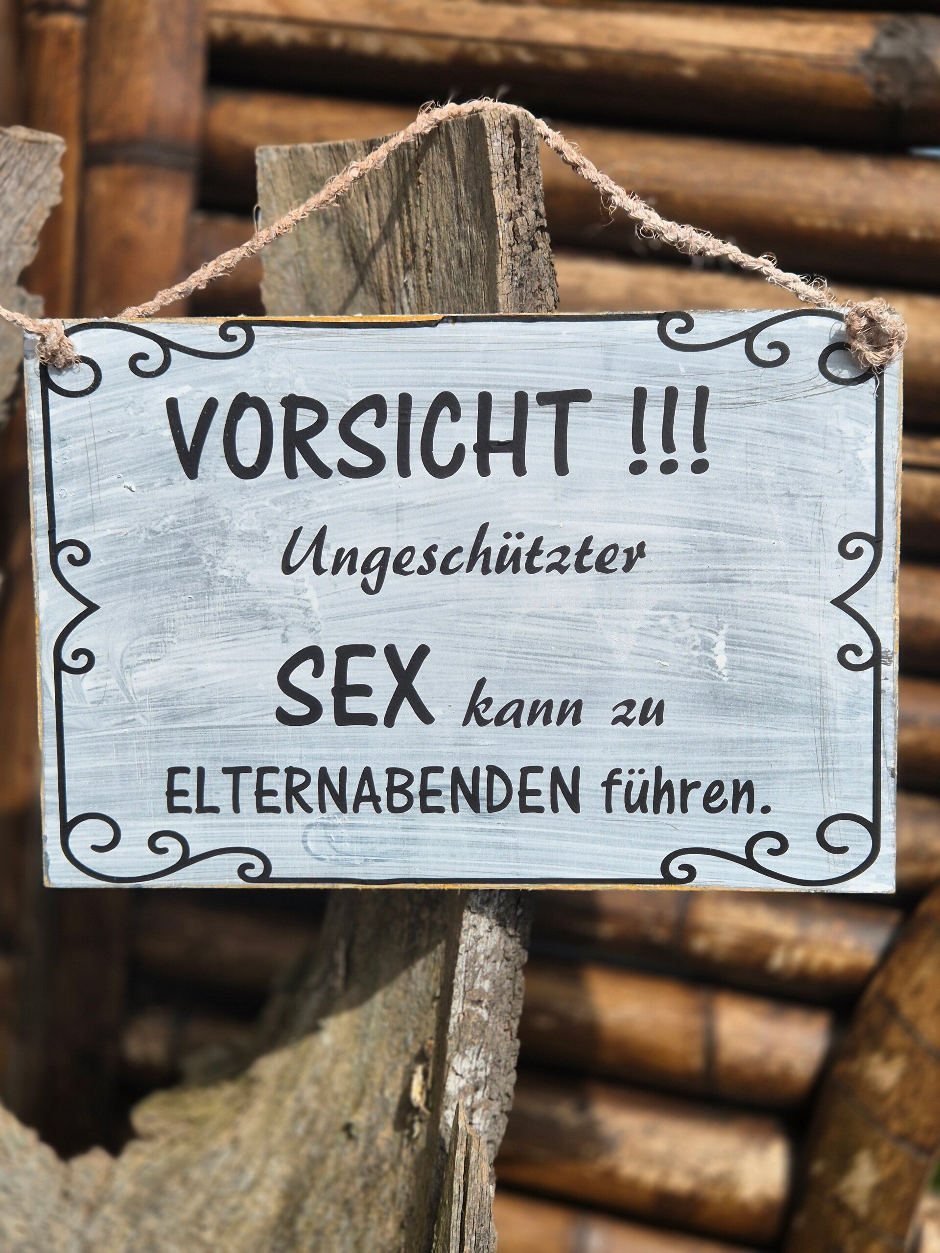 Holzschild Spruch, Sex