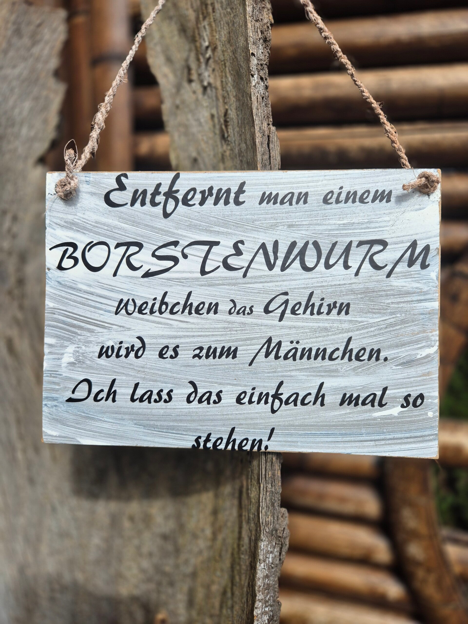 Holzschild Spruch. Borstenwurm