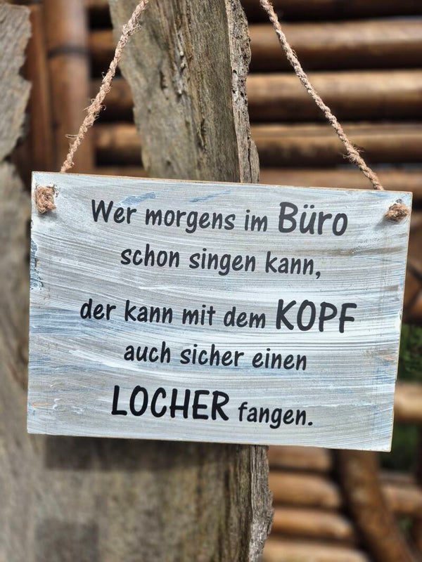 Holzschild Spruch. Kopf